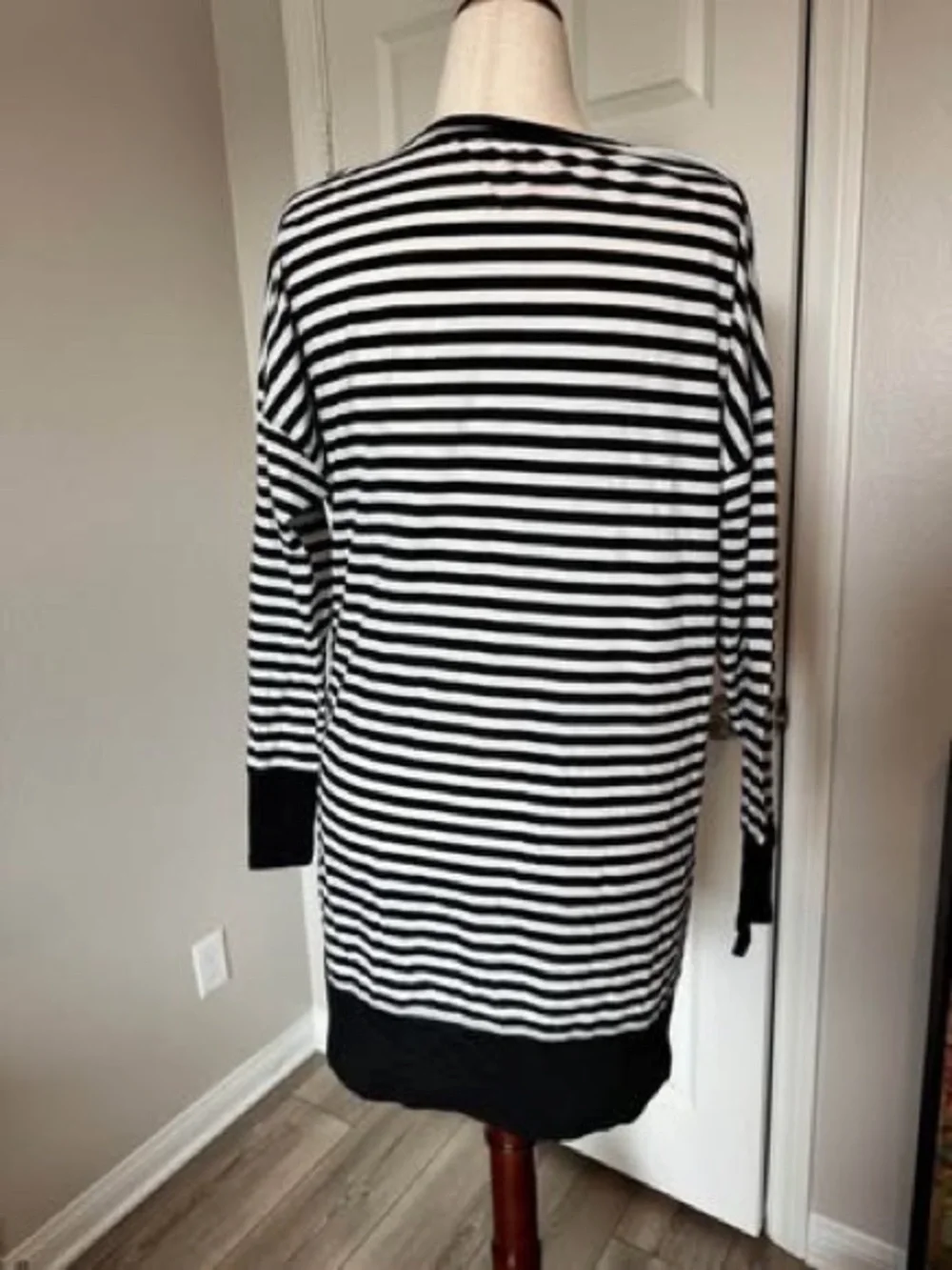 Like new Victoria's Secret Black & White Striped Tunic with Hot Pink Logo- Large